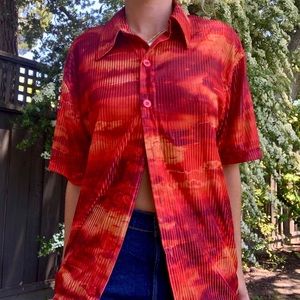 Vintage 70s style sheer disco button up